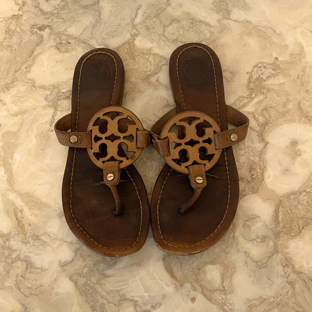 Tory Burch Miller sandals 7.5 leather tan/brown